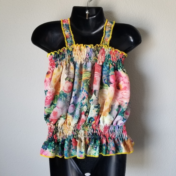 Lele For Kids Floral Halter Shirred Top Size 7/8 - Picture 5 of 9